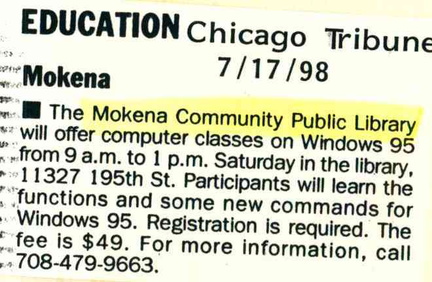 1998 Classes offered on Windows 95