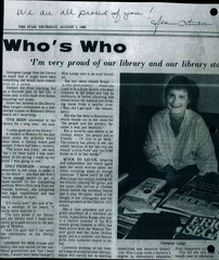 1985 Trustee Georgene Lange,  Star article Aug. 1