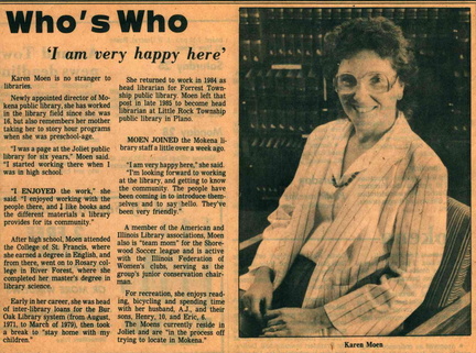 1987 Director Karen Moen--Star article Sep. 17