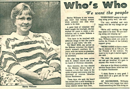 1988 Trustee Shirley Williams--Star article Jan. 7