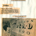 1990 Station Read, Gwen Davis at Bulletin Board