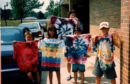 1995 SRP Tie-dyeing, Marguerite Stlaske and son Mark at right