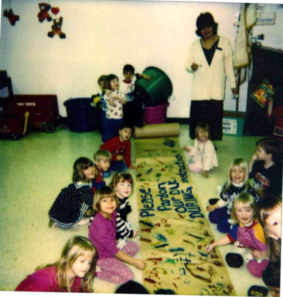 1996 March Making Banners for Construction Time.jpg