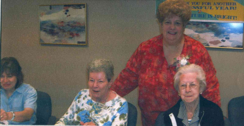 2004 August Staff Appreciation Day Party--Pat Hoornaert, Therese Allen, Phyllis Jacobek, Edith Witt.jpg