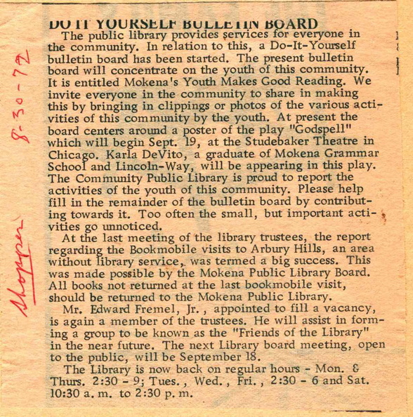 1972 Aug 30 Shopper article about bulletin board.jpg