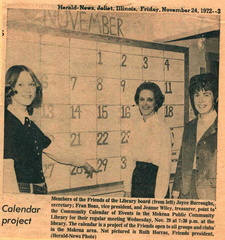 1972 FOL Community Calendar Nov. 24 Joliet Herald-News, photo with caption