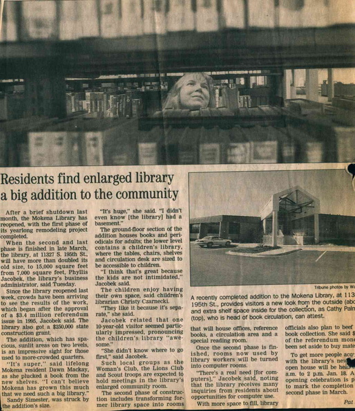 1997 Jan. Chicago Tribune article on new addition.jpg