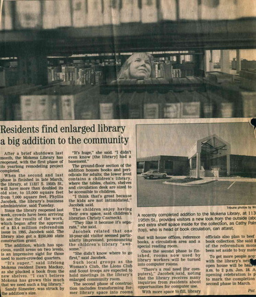 1997 Jan. Chicago Tribune article on new addition