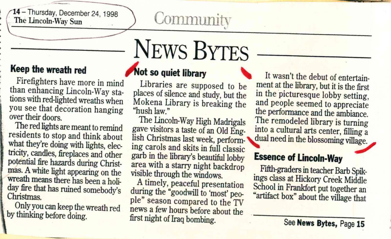 1998 Madrigals performed, LW Sun article Dec. 24.jpg