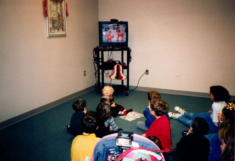 1997 Trim-the-Tree Party kids watching Rudolph (2)