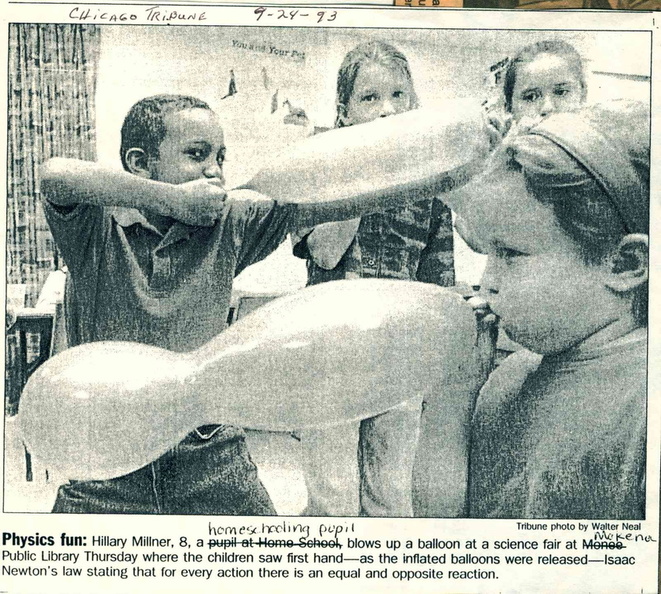 1993 Chicago Tribune photo, Homeschooling science group.jpg