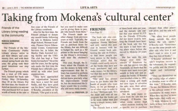 2015 FOL article, Mokena Messenger June 4